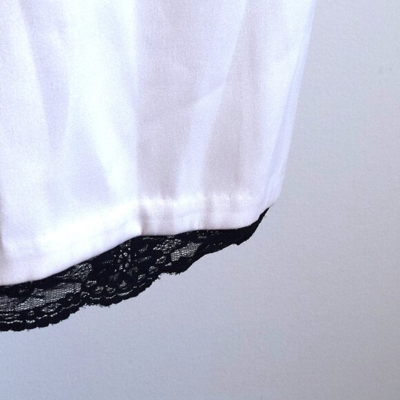 Off-White Satin Strapless Dress with Peek-a-Boo Black Lace - Picture 4 of 9